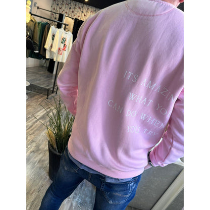 Sudadera Rosa Letras Unisex - Algodón Orgánico y Poliéster Reciclado | Savior.sf19
