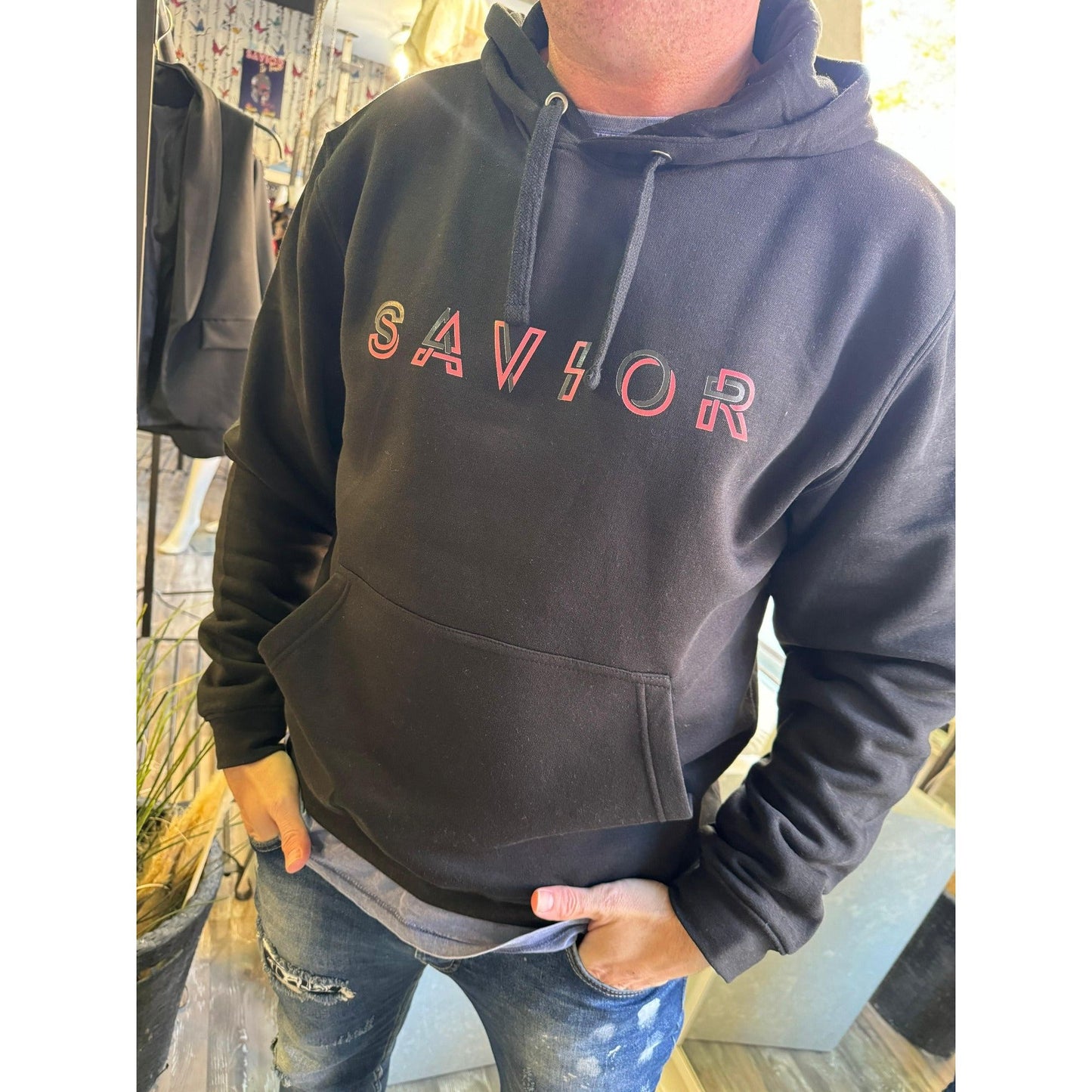 Sudadera Negra Unisex Savior con Capucha - Diseño Moderno y Confortable | Savior.sf19