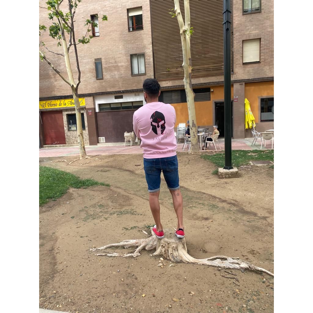 Sudadera Rosa Casual Casco Unisex Sin Capucha - Estilo Moderno y Versátil | Savior.sf19