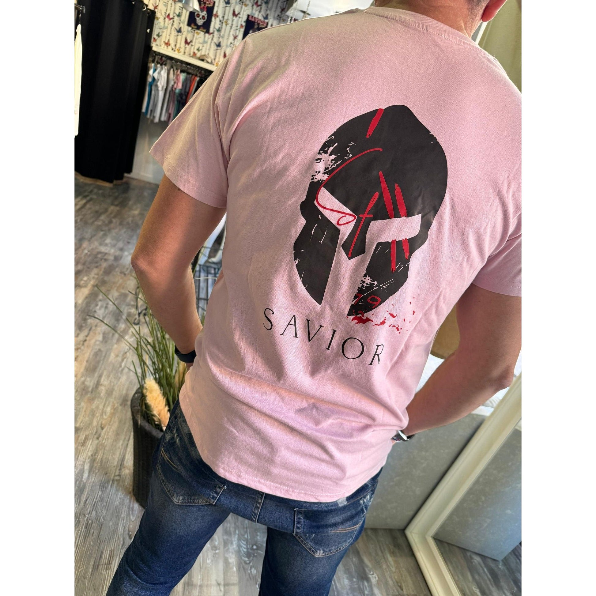 Camiseta Rosa Orgánica de Hombre con Cuello Redondo - Algodón Peinado y Sostenible | Savior.sf19