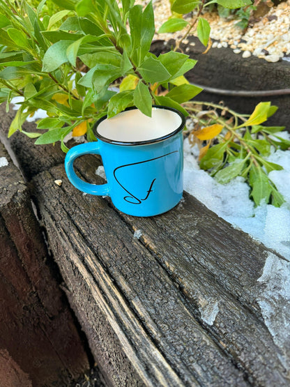 TAZA Azul Cerámica Estilo Vintage