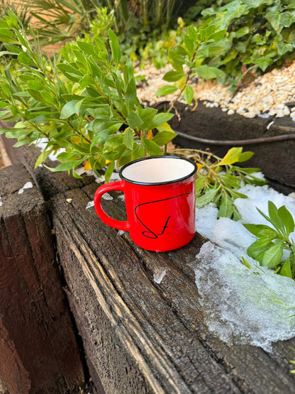 TAZA Roja Cerámica Estilo Vintage