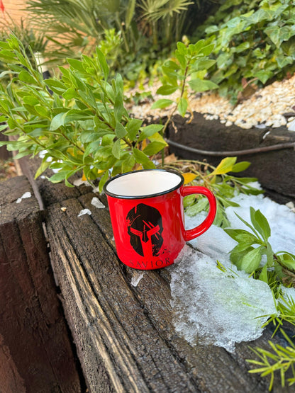 TAZA Roja Cerámica Estilo Vintage