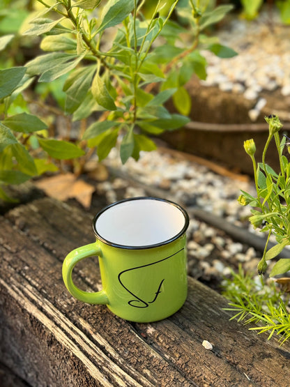 TAZA Verde Cerámica Estilo Vintage