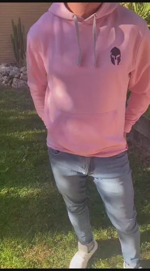 Sudadera Rosa Unisex con Capucha y Estampado Casco - Confort y Estilo | Savior.sf19