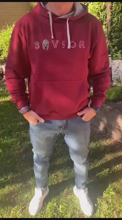 Sudadera Granate con Capucha 'S😎vior' - Estilo Urbano y Confort para Hombre | Savior.sf19