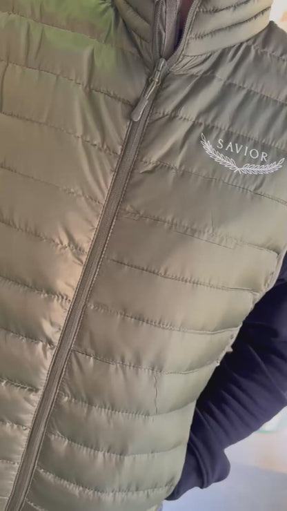 Chaleco Verde Militar Acolchado Unisex - Tacto Pluma, Resistente al Agua y Viento | Savior.sf19