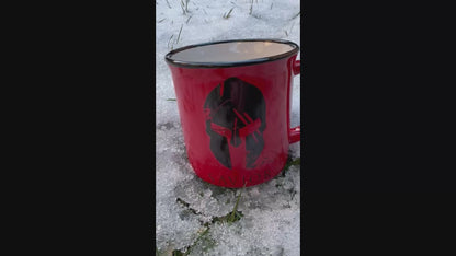 TAZA Roja Cerámica Estilo Vintage