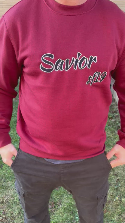 Sudadera Granate Bordada Savior Sf19 Unisex - Ecológica con Algodón Orgánico y Poliéster Reciclado | Savior.sf19